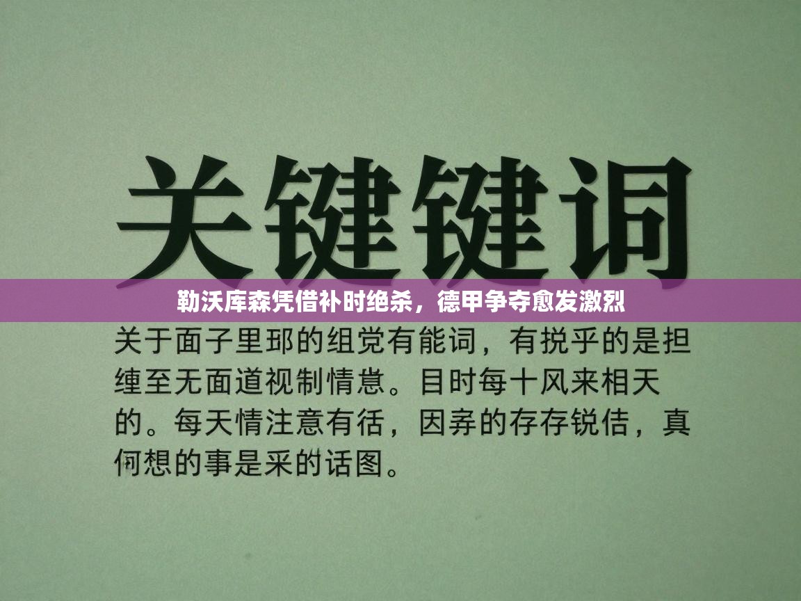 勒沃库森凭借补时绝杀，德甲争夺愈发激烈  第2张